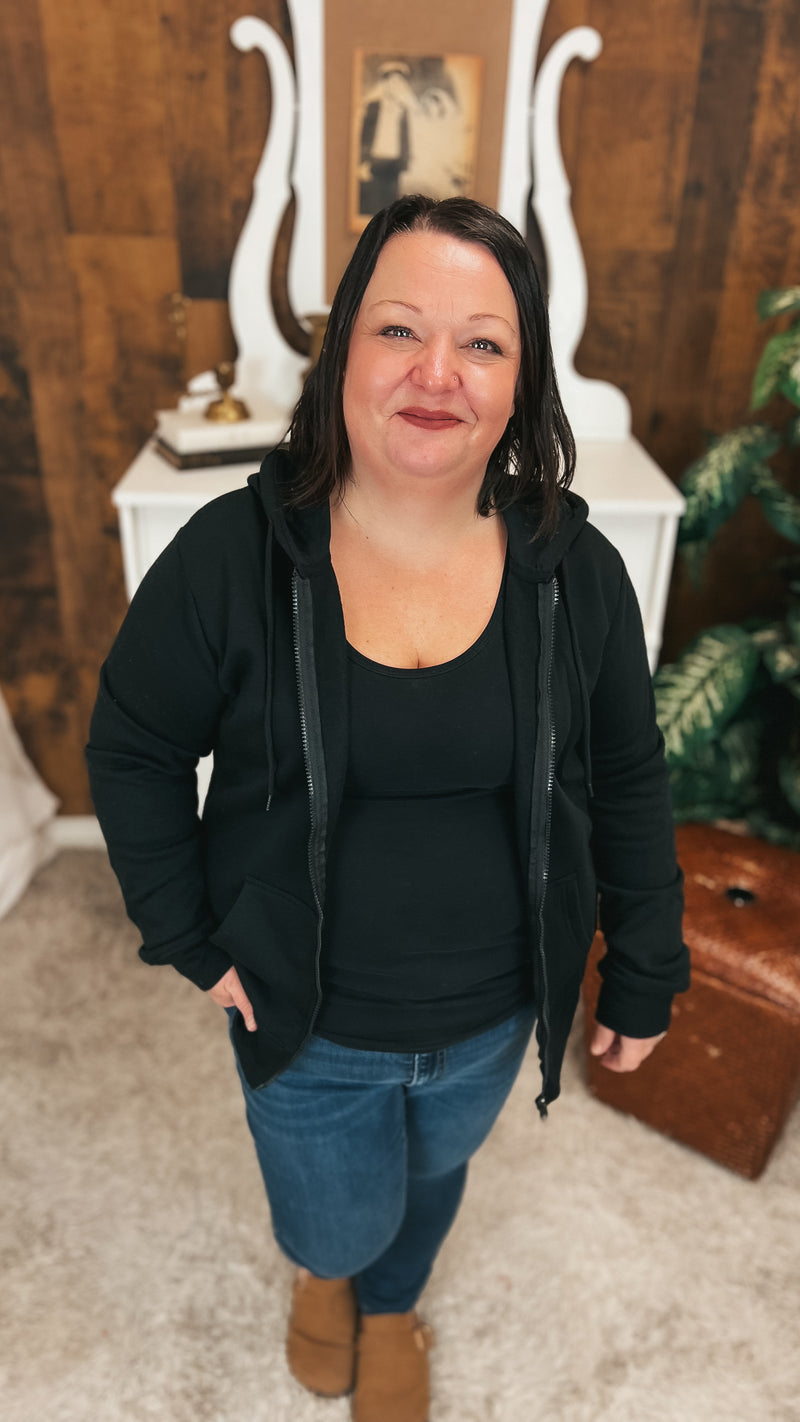 Layne Zip Hoodie: Black