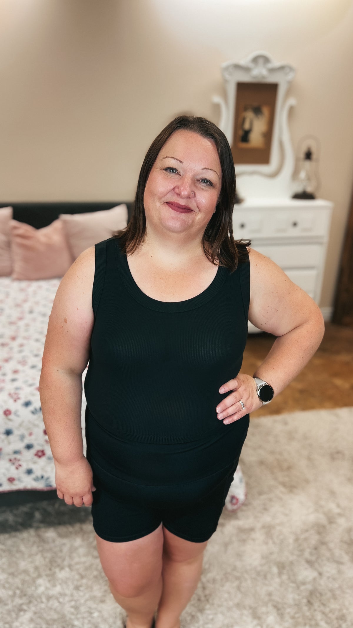 Tamara Ribbed Tank Top: Black