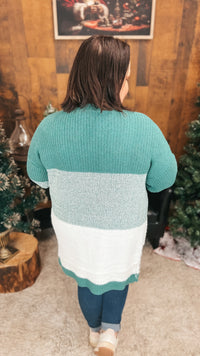 Helen Knit Cardigan | Green & Ivory