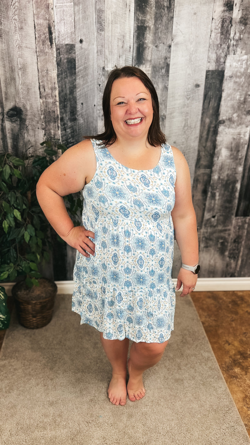 Claire Blue Floral Dress
