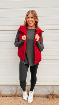 Tori Puffer Vest | Burgundy