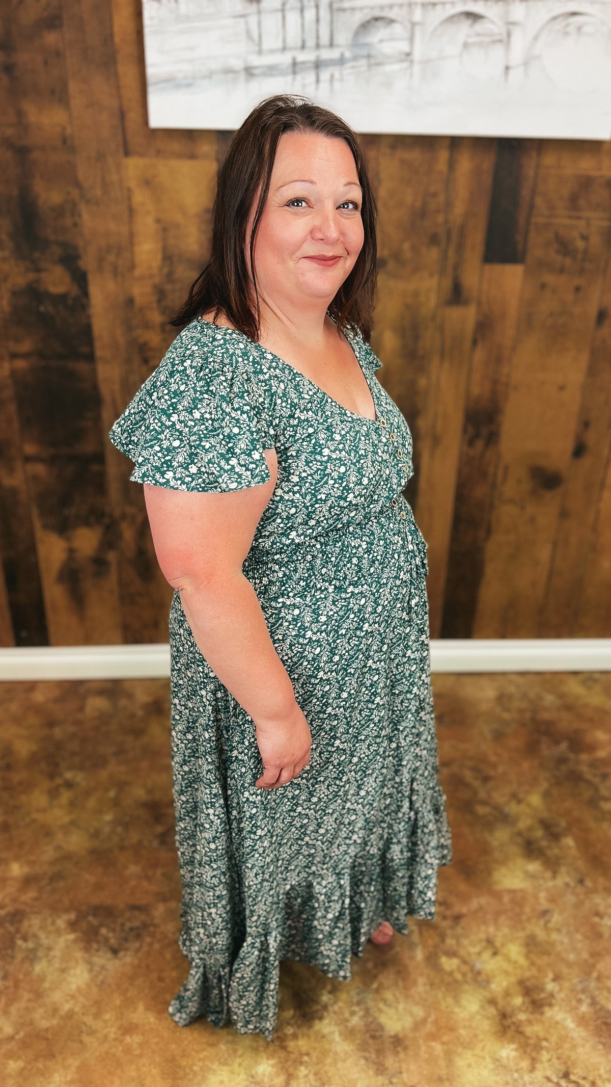 Cassandra Floral Maxi Dress: Green
