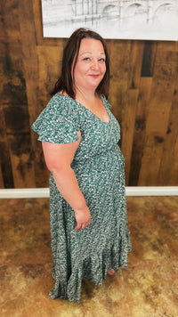 Cassandra Floral Maxi Dress: Green
