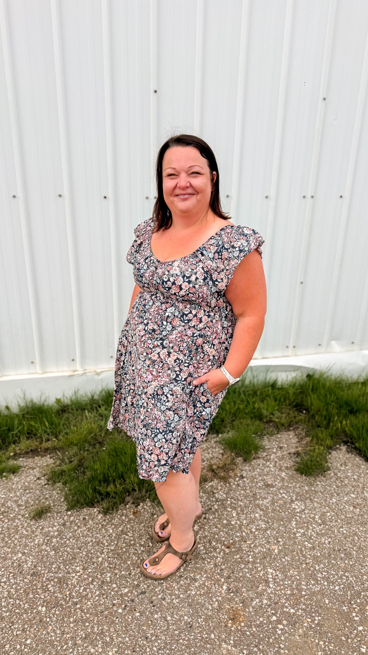 Sadie Floral Sundress | Soft Navy