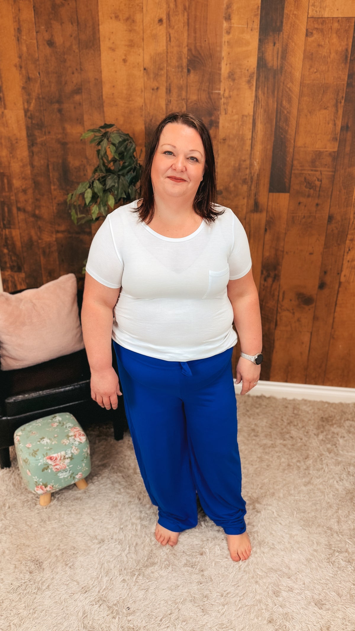 Stephanie Stretch Paper Bag Pants | Royal Blue