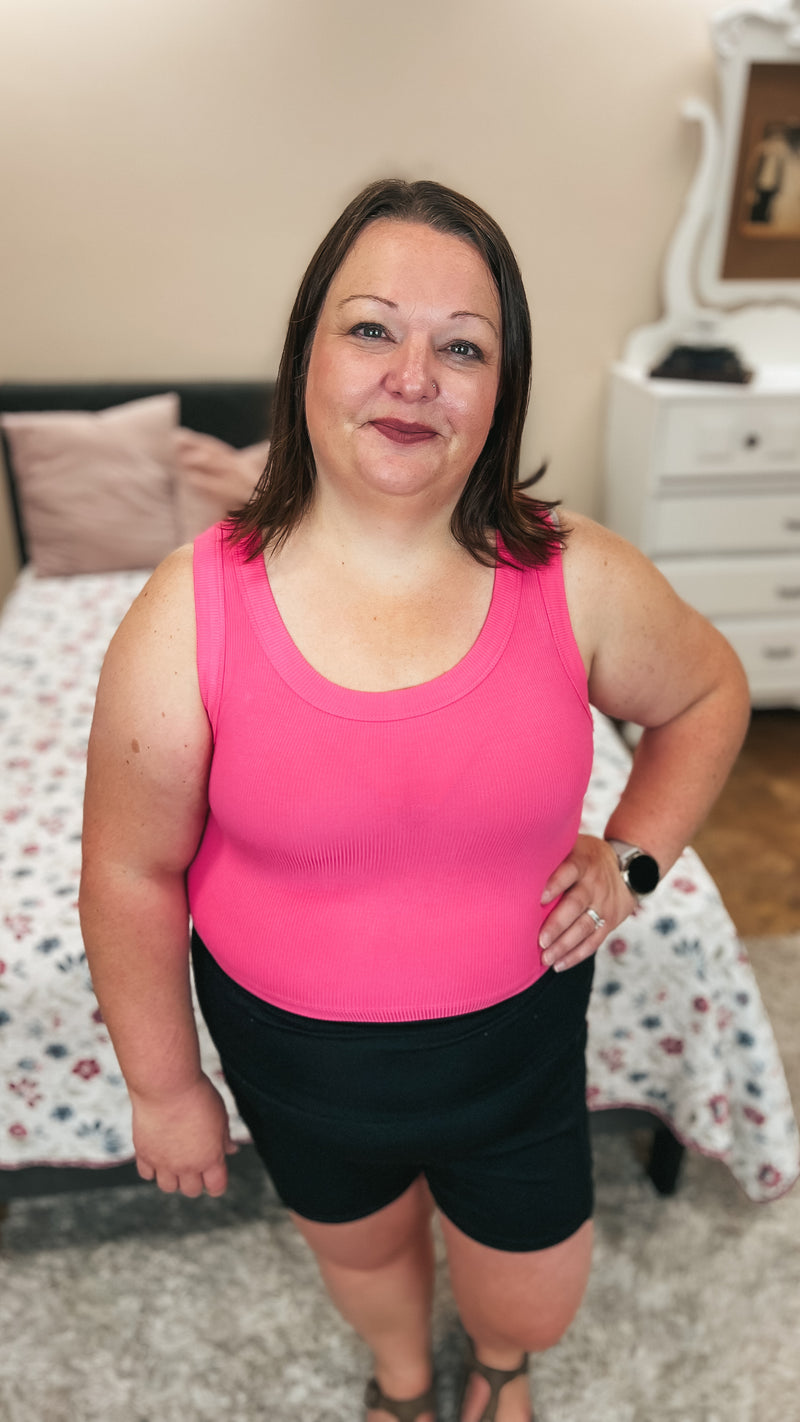 Tamara Ribbed Tank Top: Fuchsia