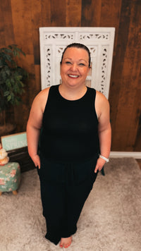 Victoria Ribbed Tank Top | Black