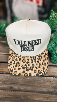 Ya'll Need Jesus Baseball Hat: Leopard