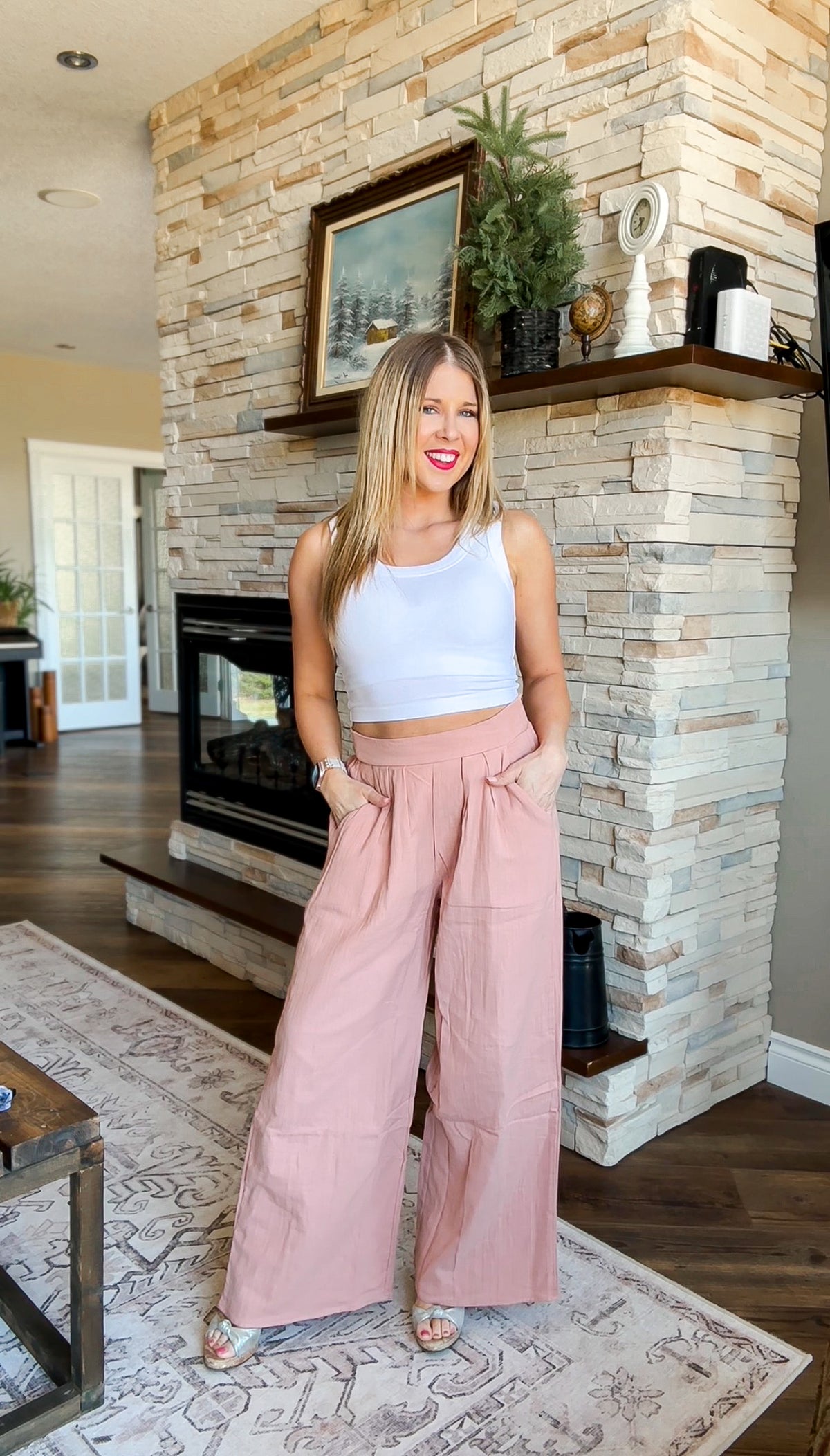 Nova Wide Leg Pants | Blush