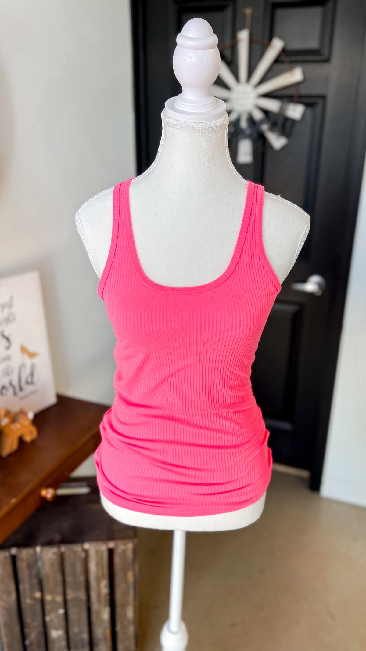 Rynlee Ribbed Tank Top: Neon Fuchsia