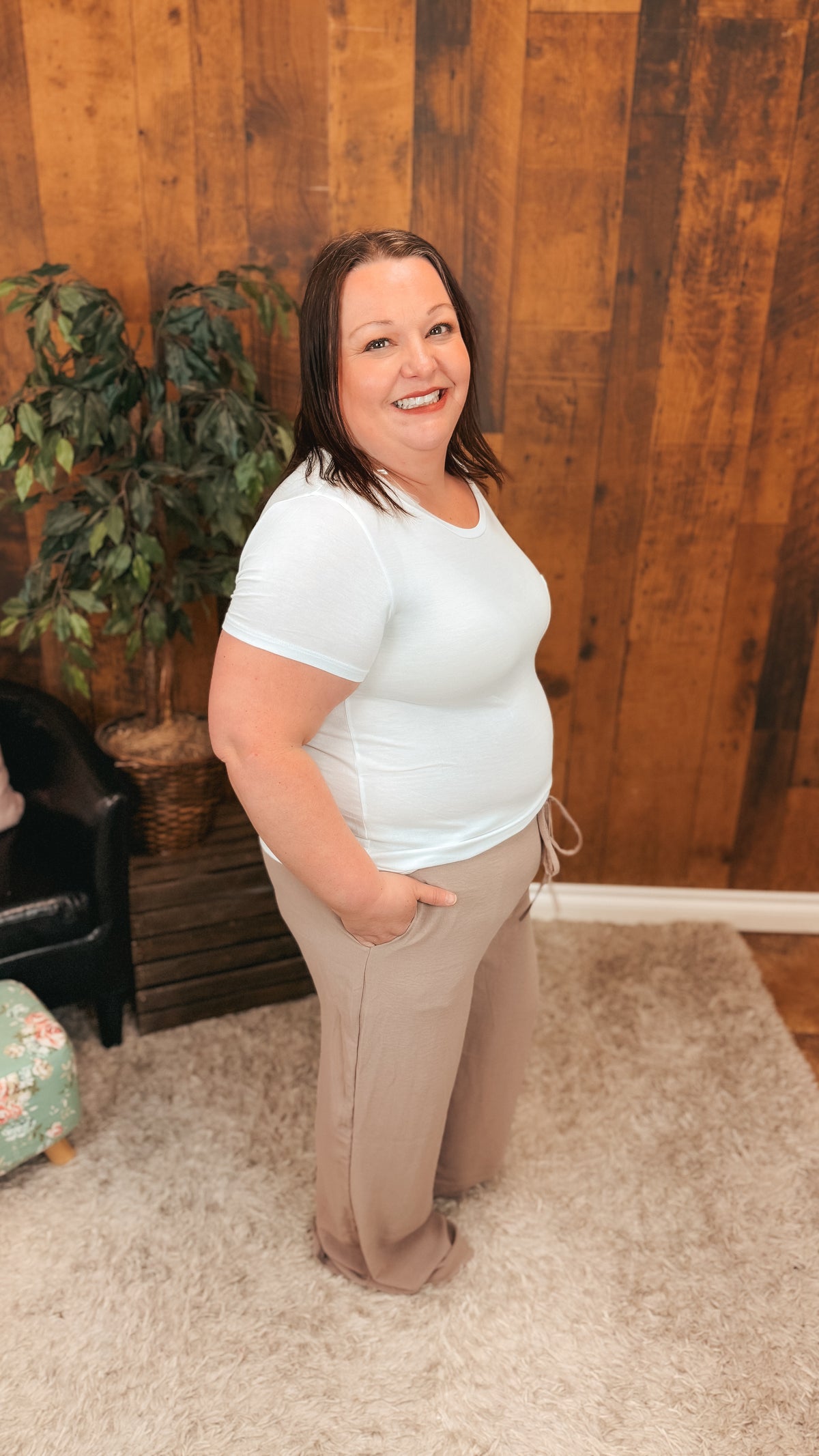 Crystal Wide Leg Pants | Taupe