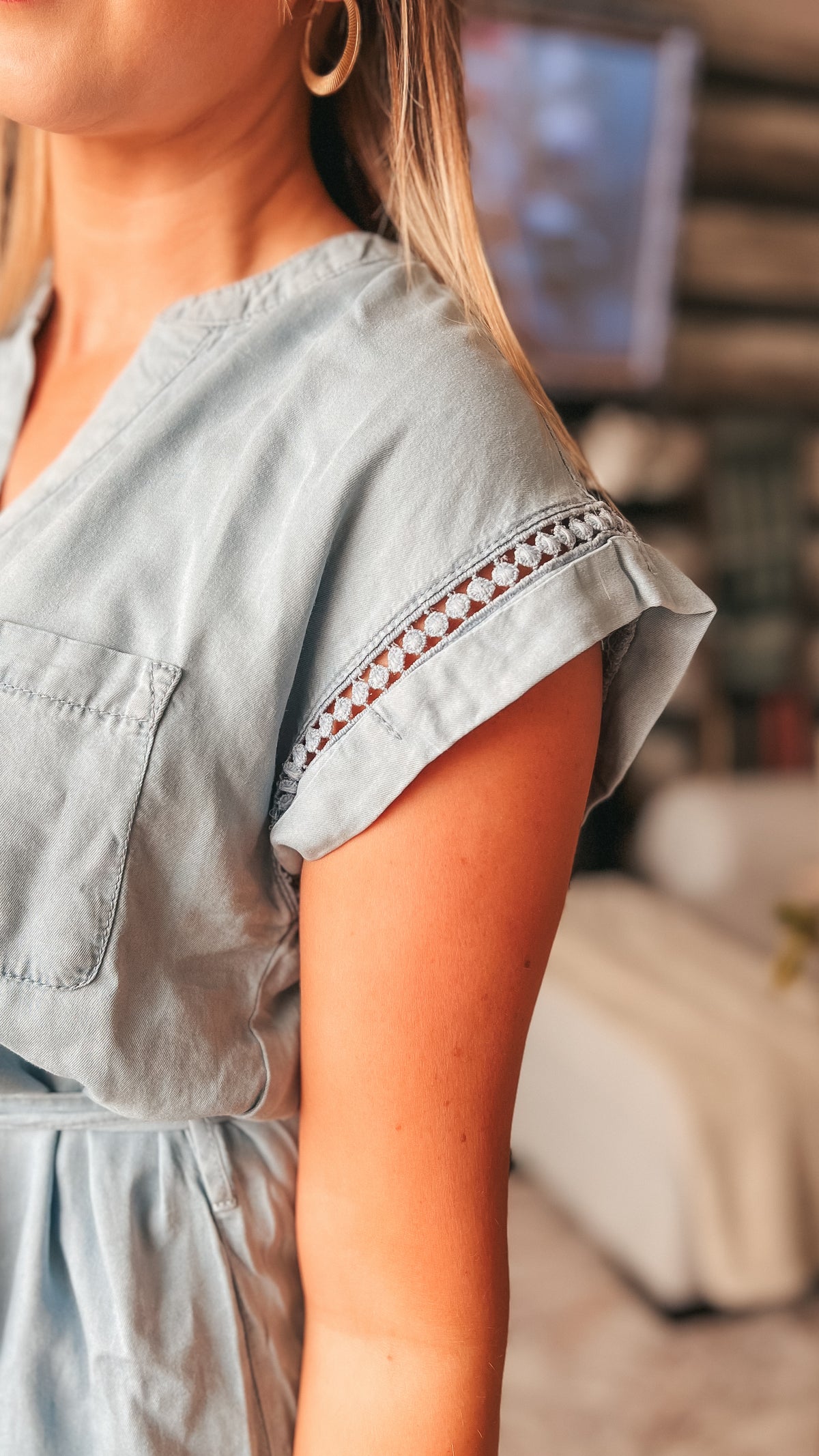 Tatum Chambray Tie Dress: Blue