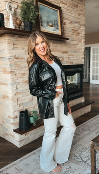 Stephanie Faux Leather Jacket | Black