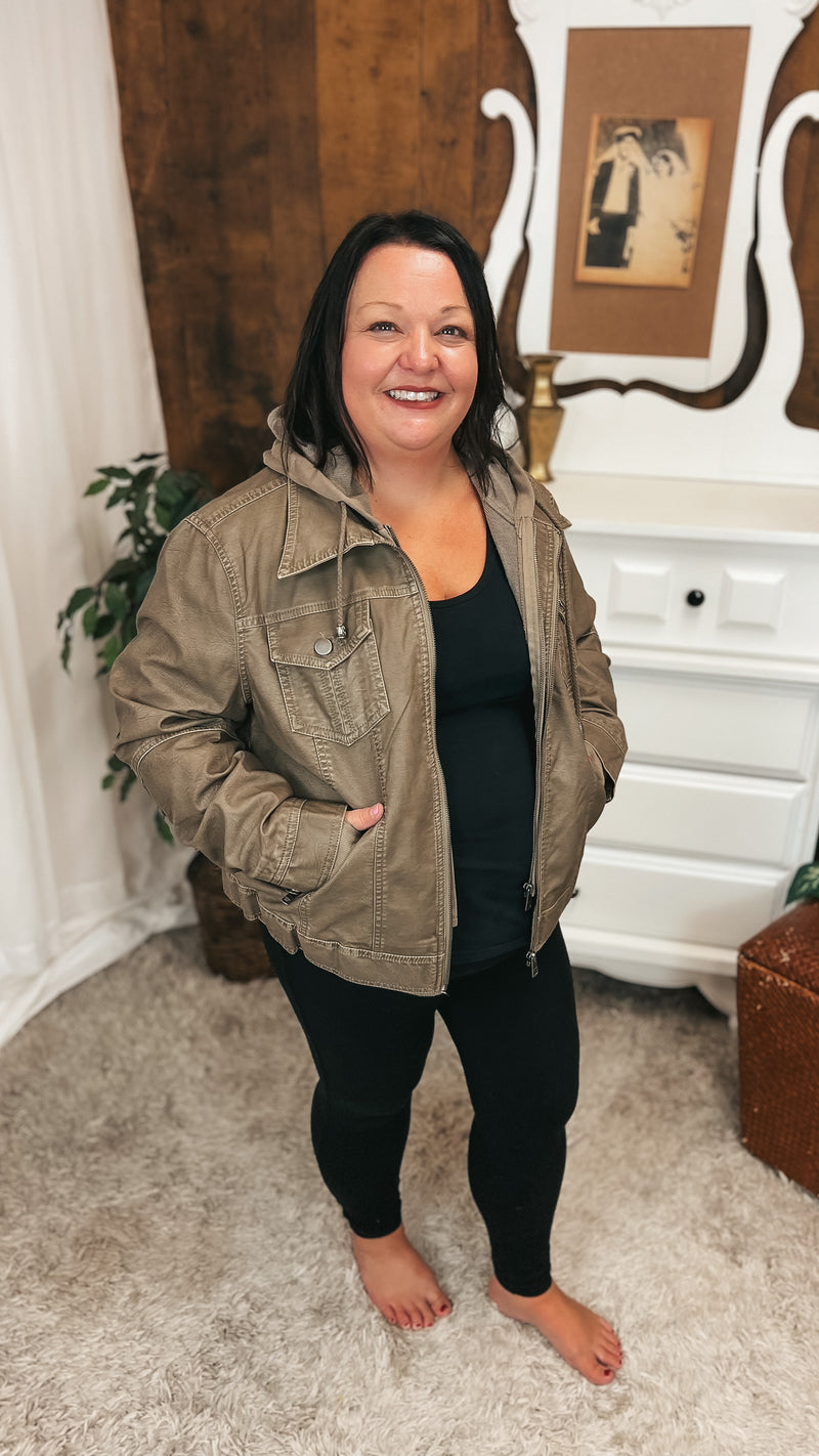 Joey Faux Leather Jacket | Grey