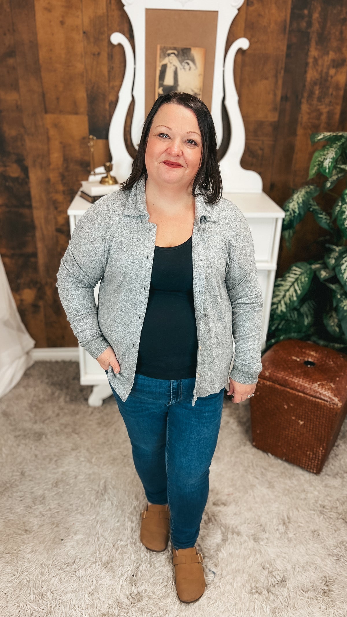 Loriann Button Shirt | Heather Grey