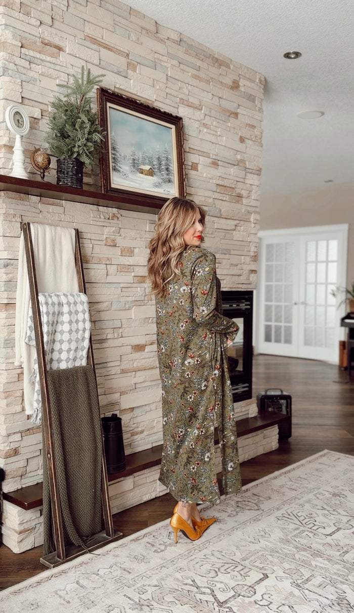 Kendal Floral Duster Cardigan | Floral Olive