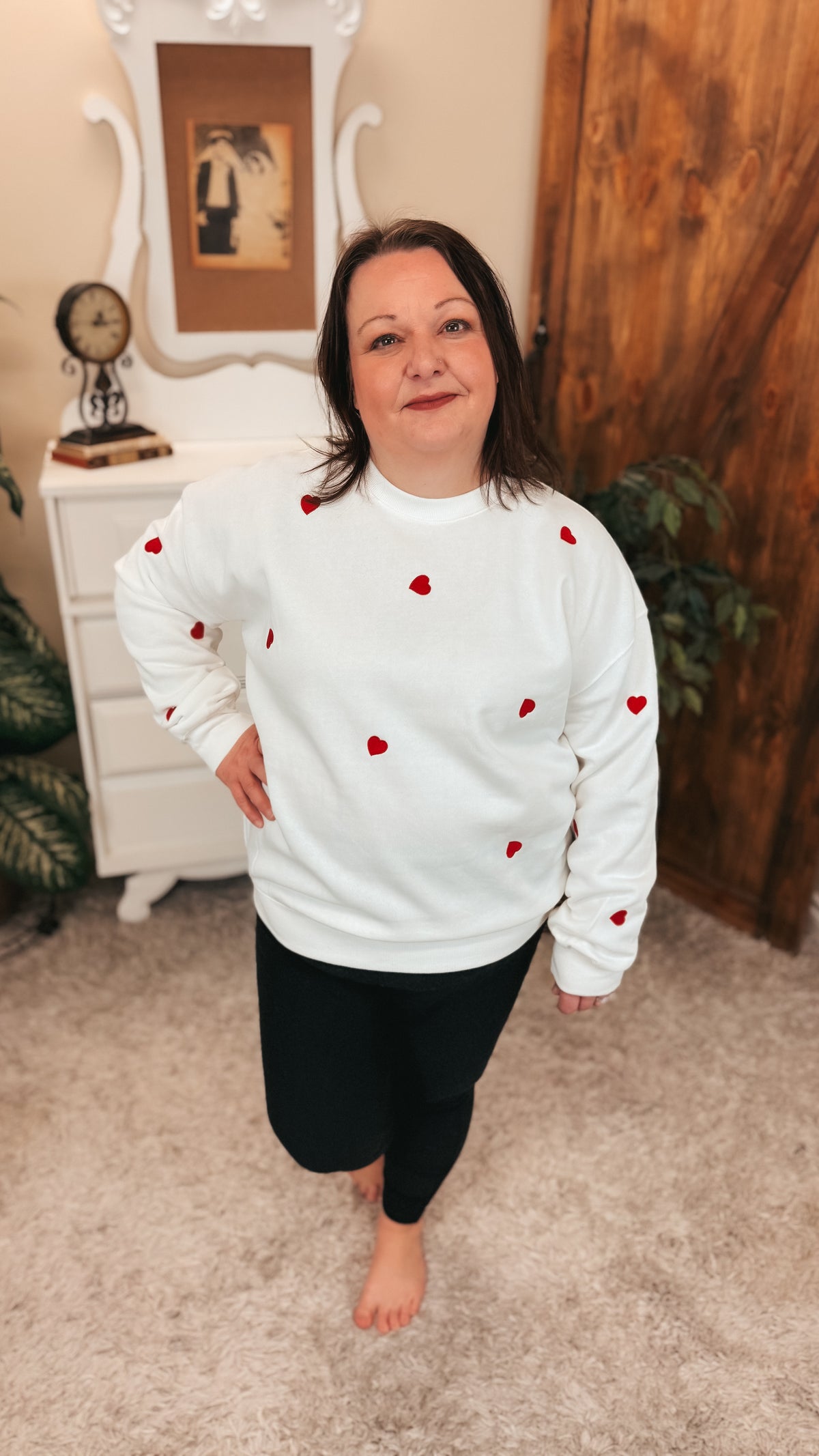 Liza Heart Crewneck | Ivory