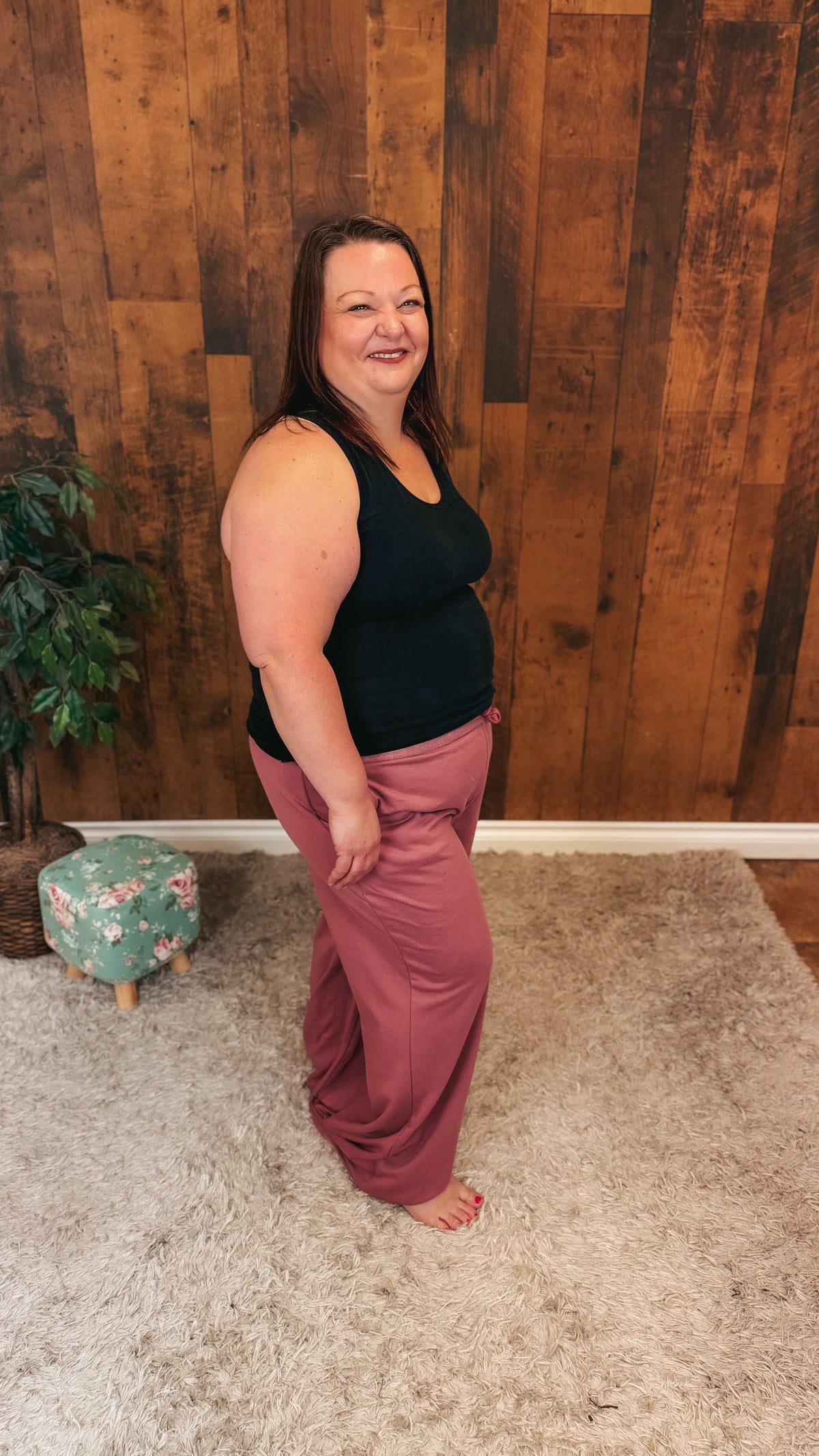 Audrey Wide Leg Jogging Pants | Rose