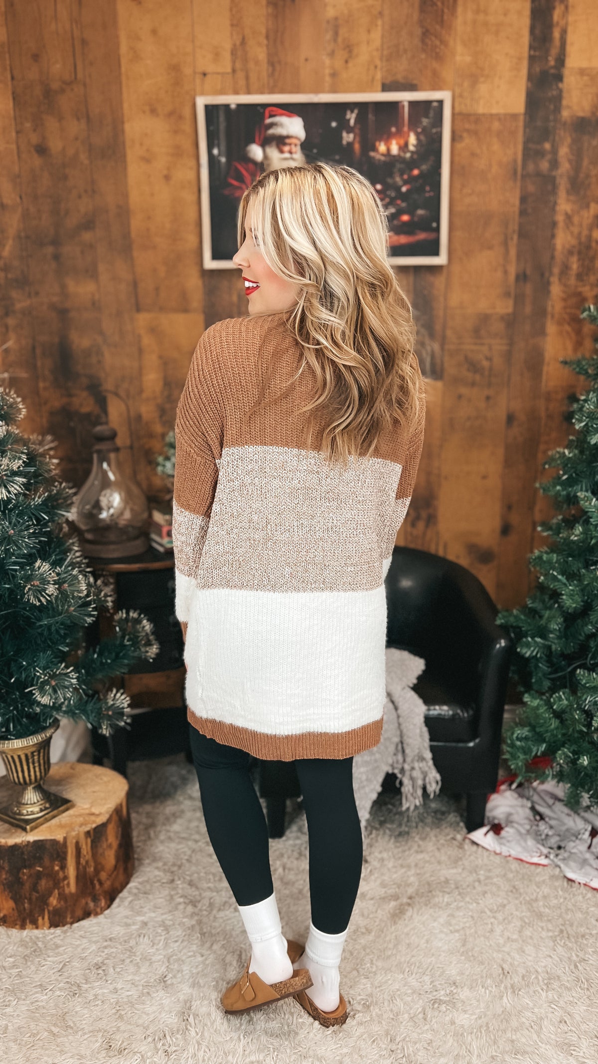 Helen Knit Cardigan | Brown & Ivory