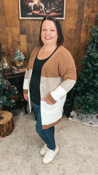 Helen Knit Cardigan | Brown & Ivory