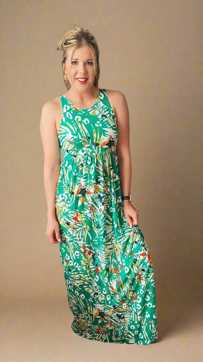 Madison Maxi Dress: Green Mix *SALE*