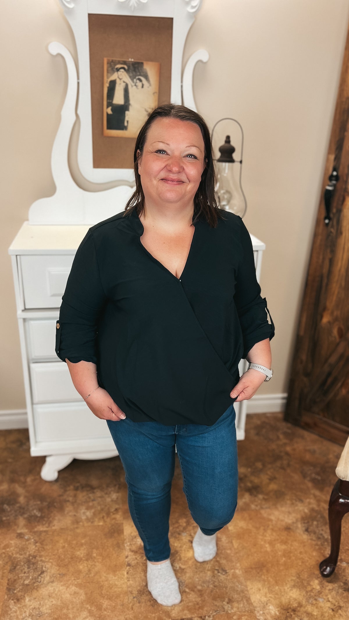 Aislynne Snap Blouse | Black