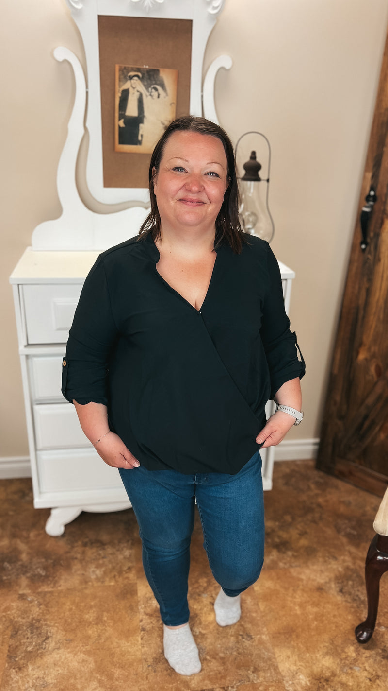 Aislynne Snap Blouse | Black