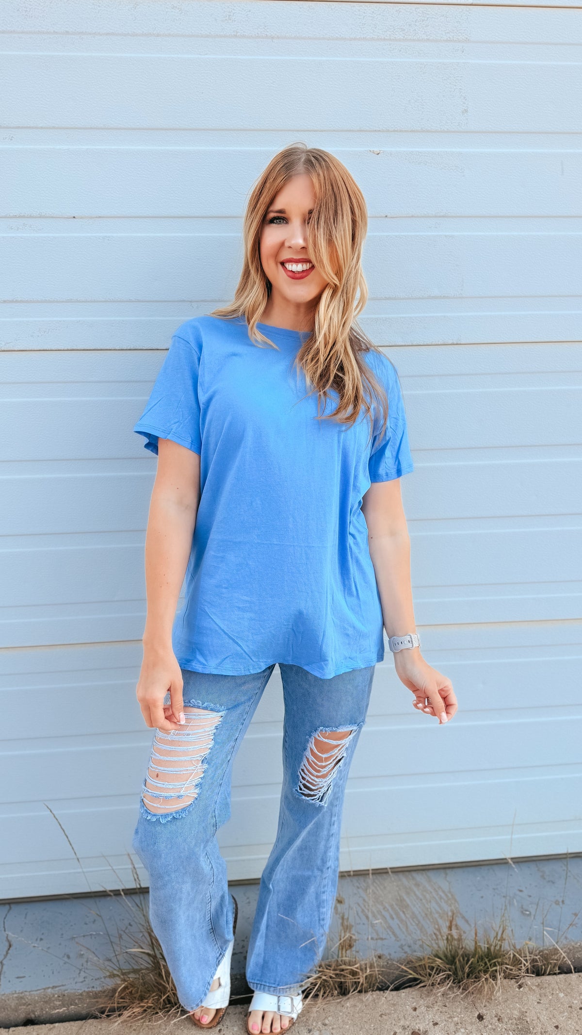 Julia Basic Tee | Cornflower Blue