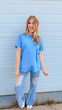 Julia Basic Tee | Cornflower Blue