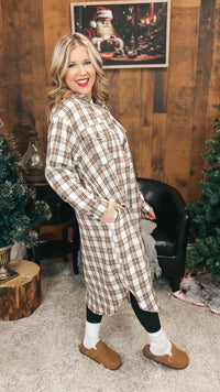 Mariska Plaid Button Down Cardigan | Brown