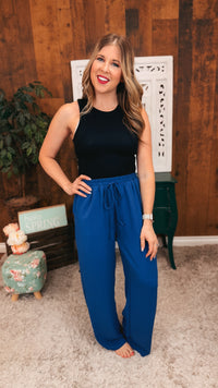 Crystal Wide Leg Pants | Denim Blue