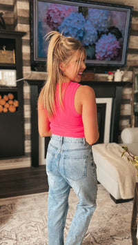 Tamara Ribbed Tank Top: Fuchsia