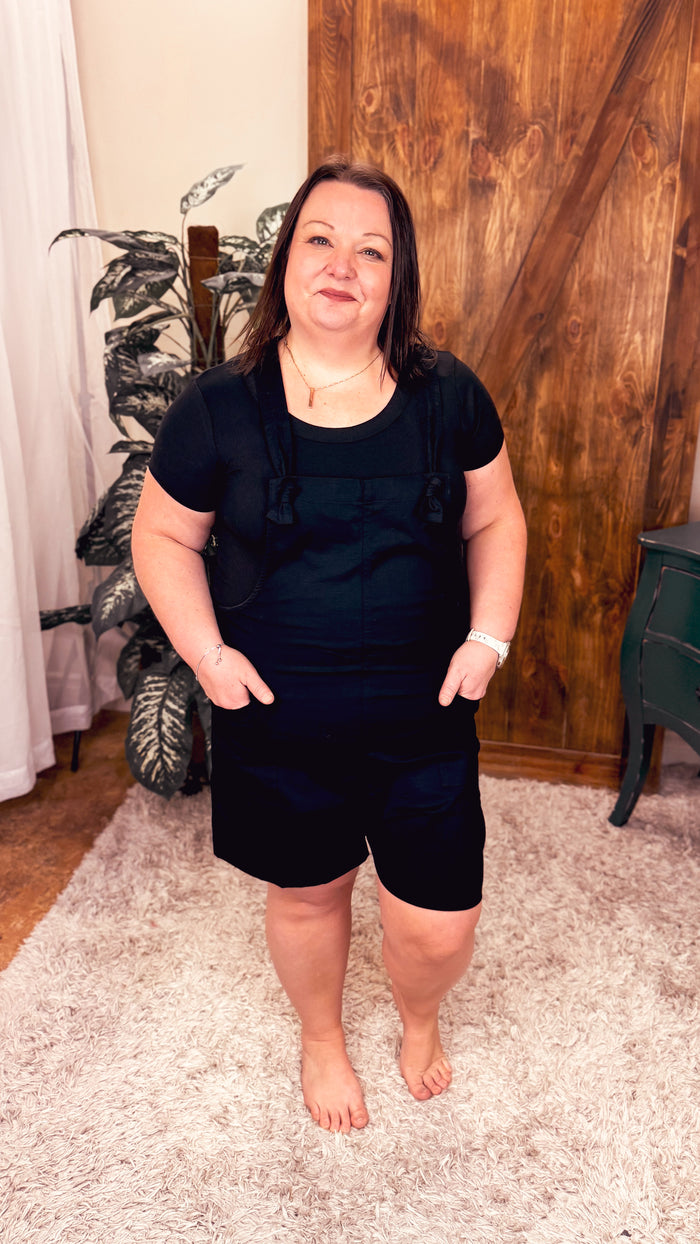 Jamie Short Overall Romper | Black