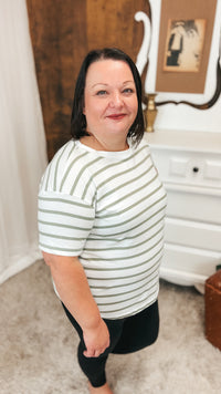 Brittany Striped Tee | Sage & Ivory
