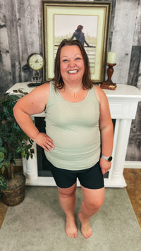 Rynlee Ribbed Tank Top: Sage