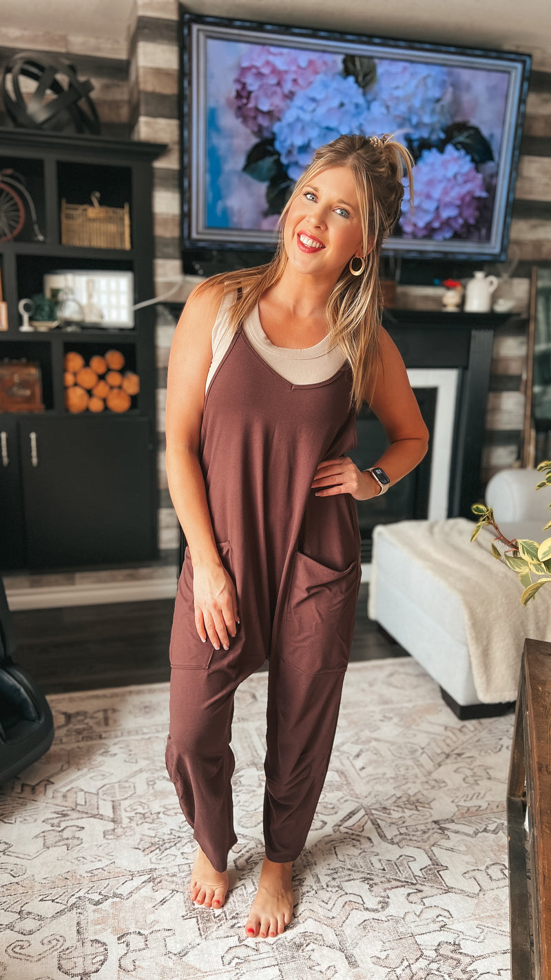 Jordyn Hotshot Romper: Brown