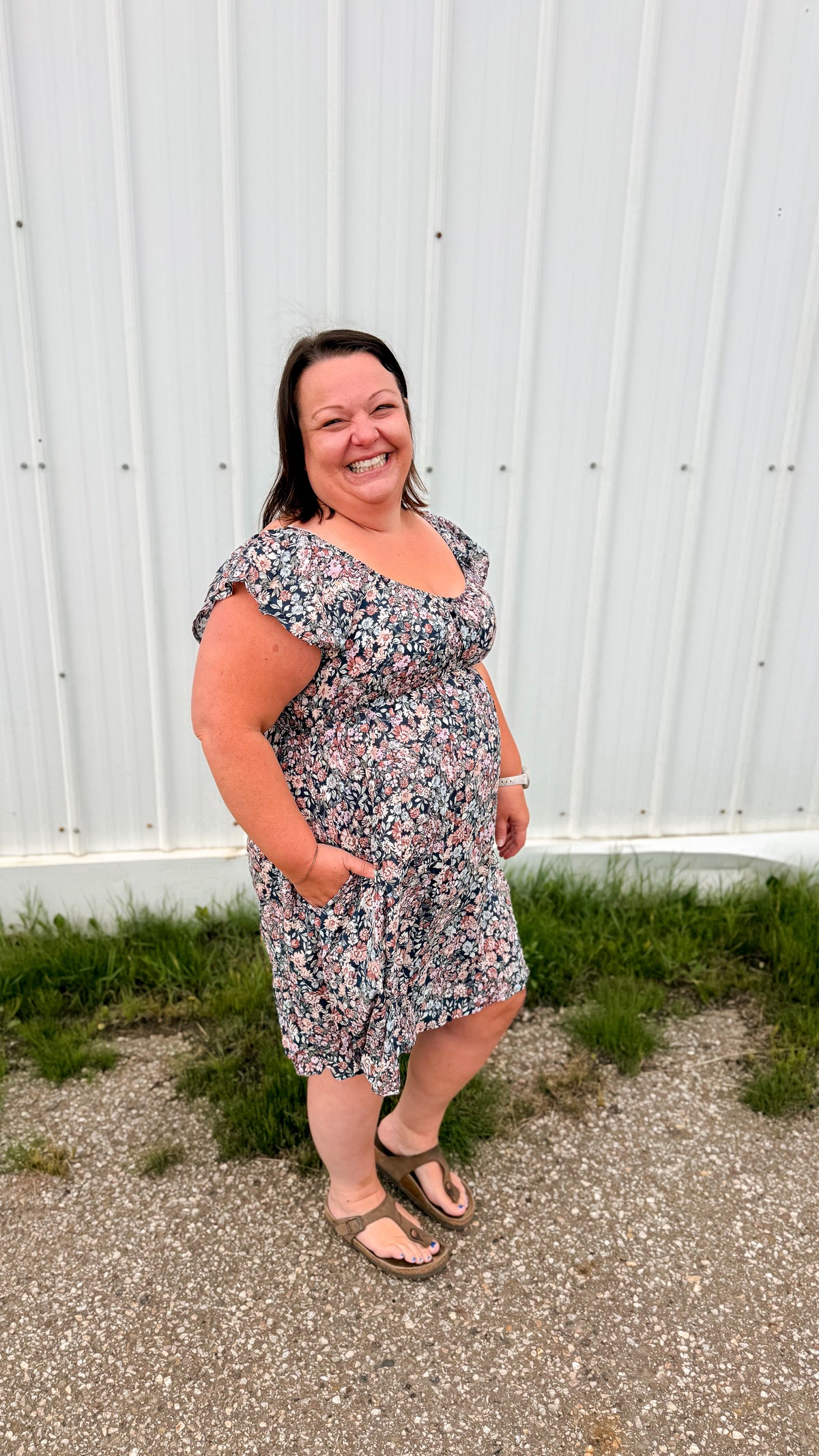 Sadie Floral Sundress | Soft Navy