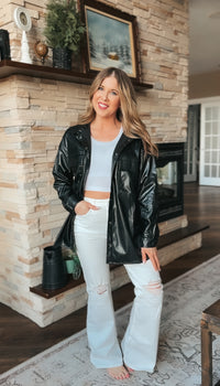 Stephanie Faux Leather Jacket | Black