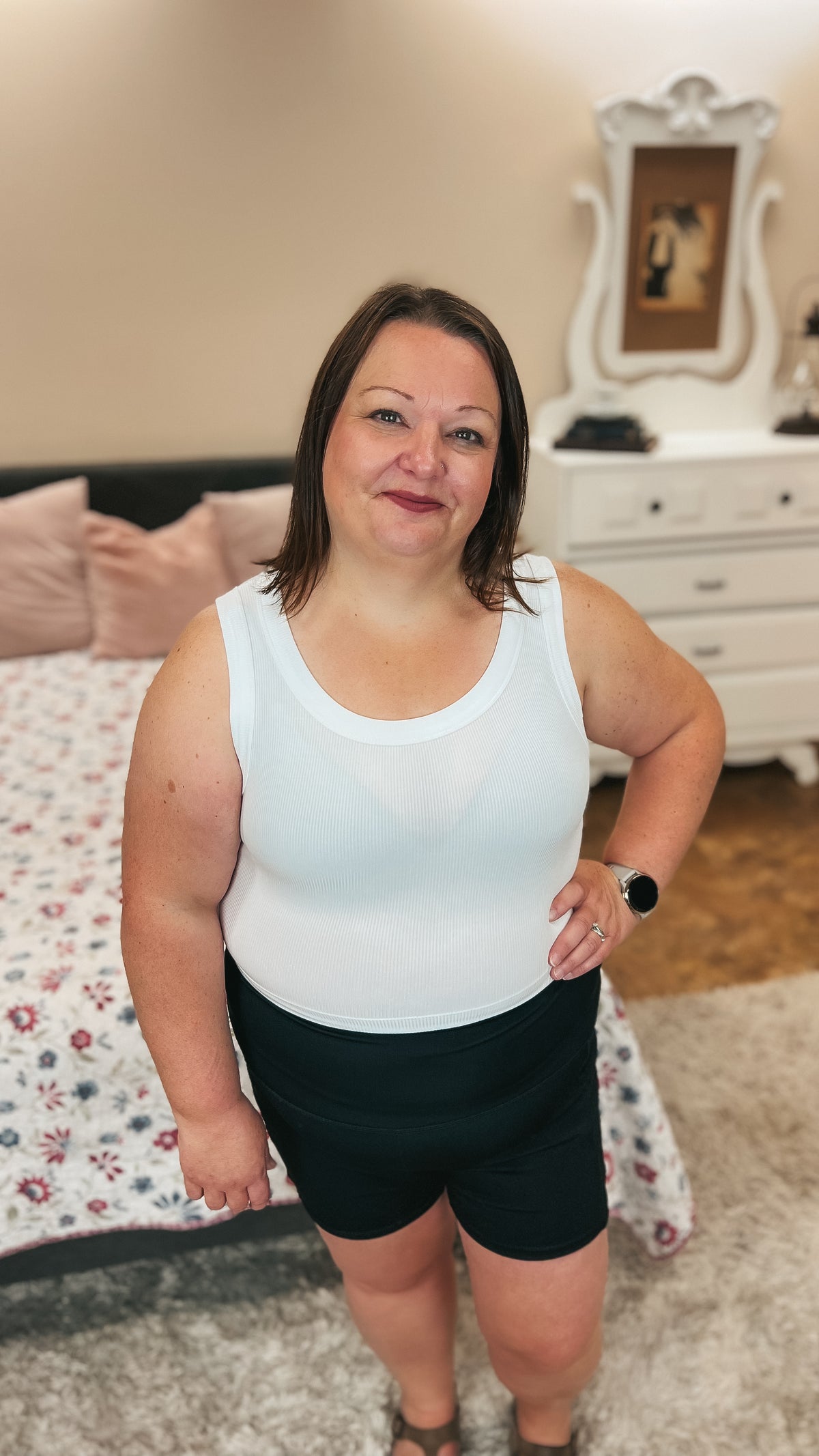 Tamara Ribbed Tank Top: White