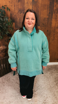 Charlene Snap Sweatshirt | Sea Green