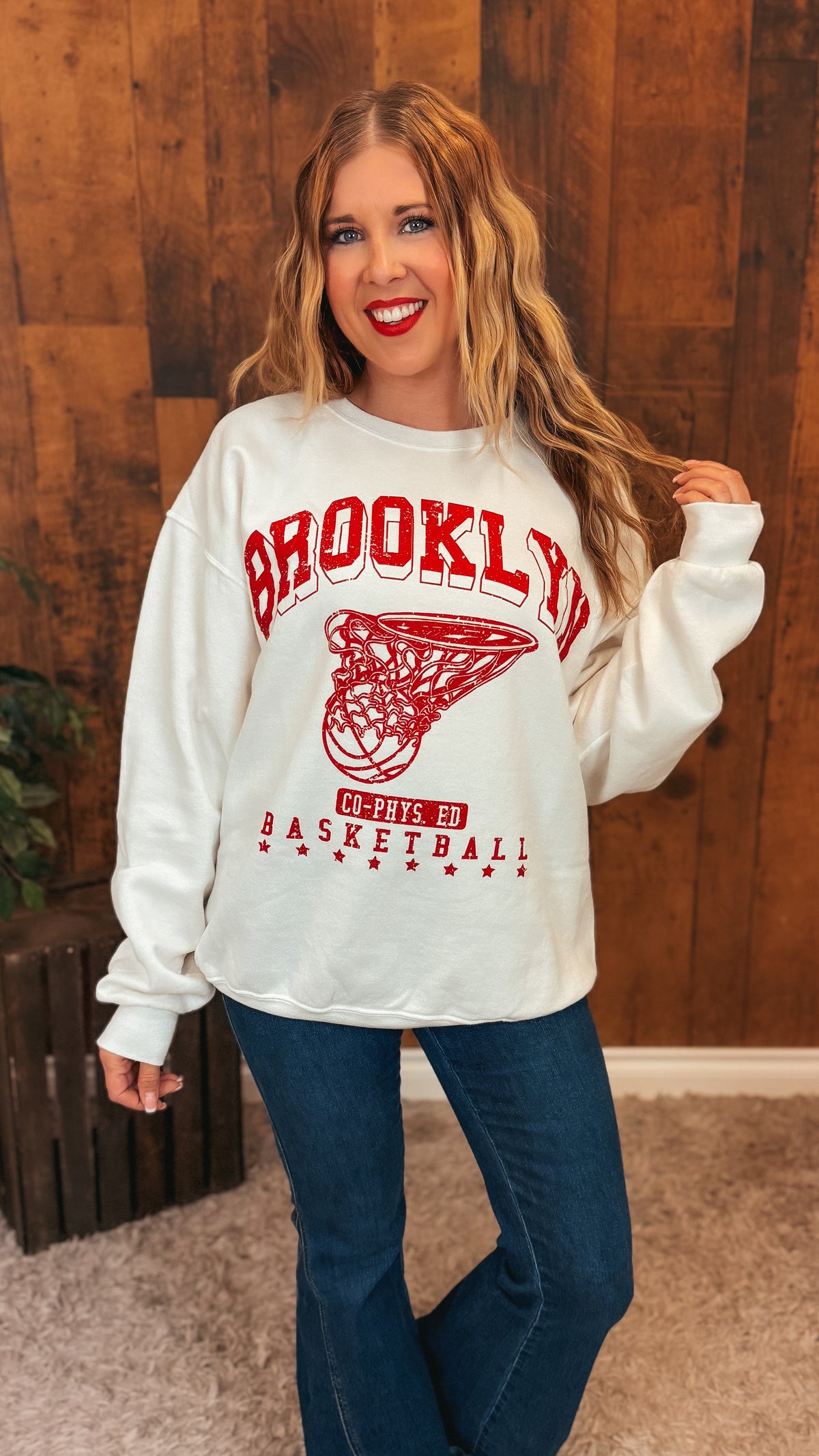 Brooklyn Basketball Crewneck | Ivory