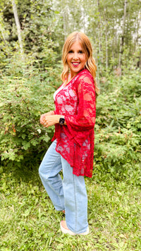 Rosemary Lace Cardigan | Red