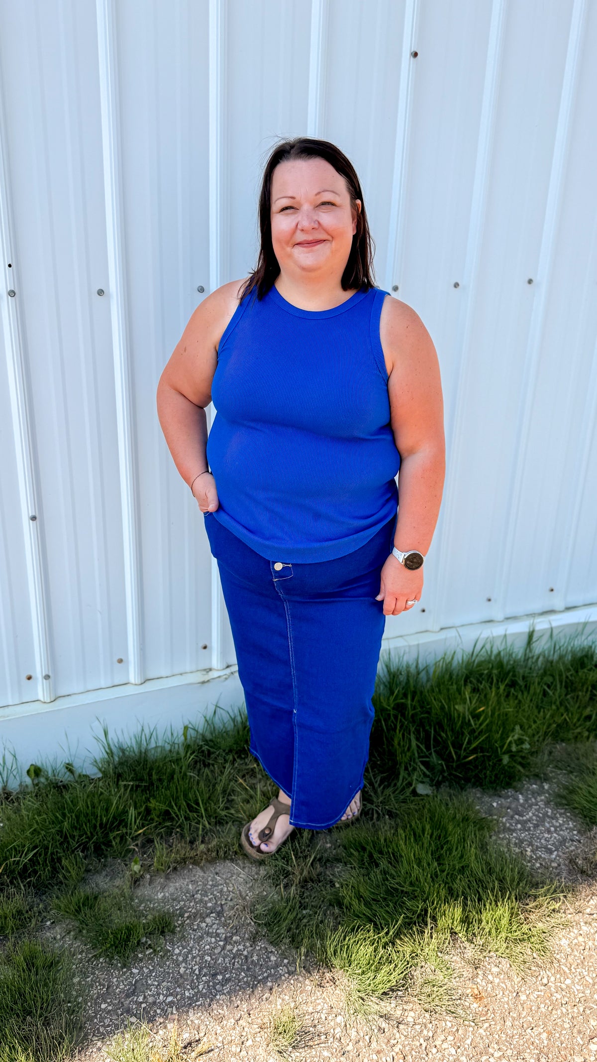 Jenny Denim Maxi Skirt | Button Fly
