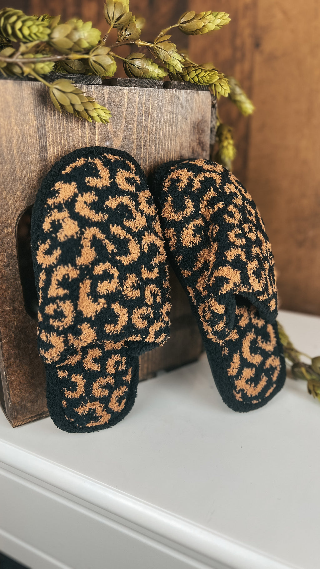 Millie Leopard Slippers: Brown