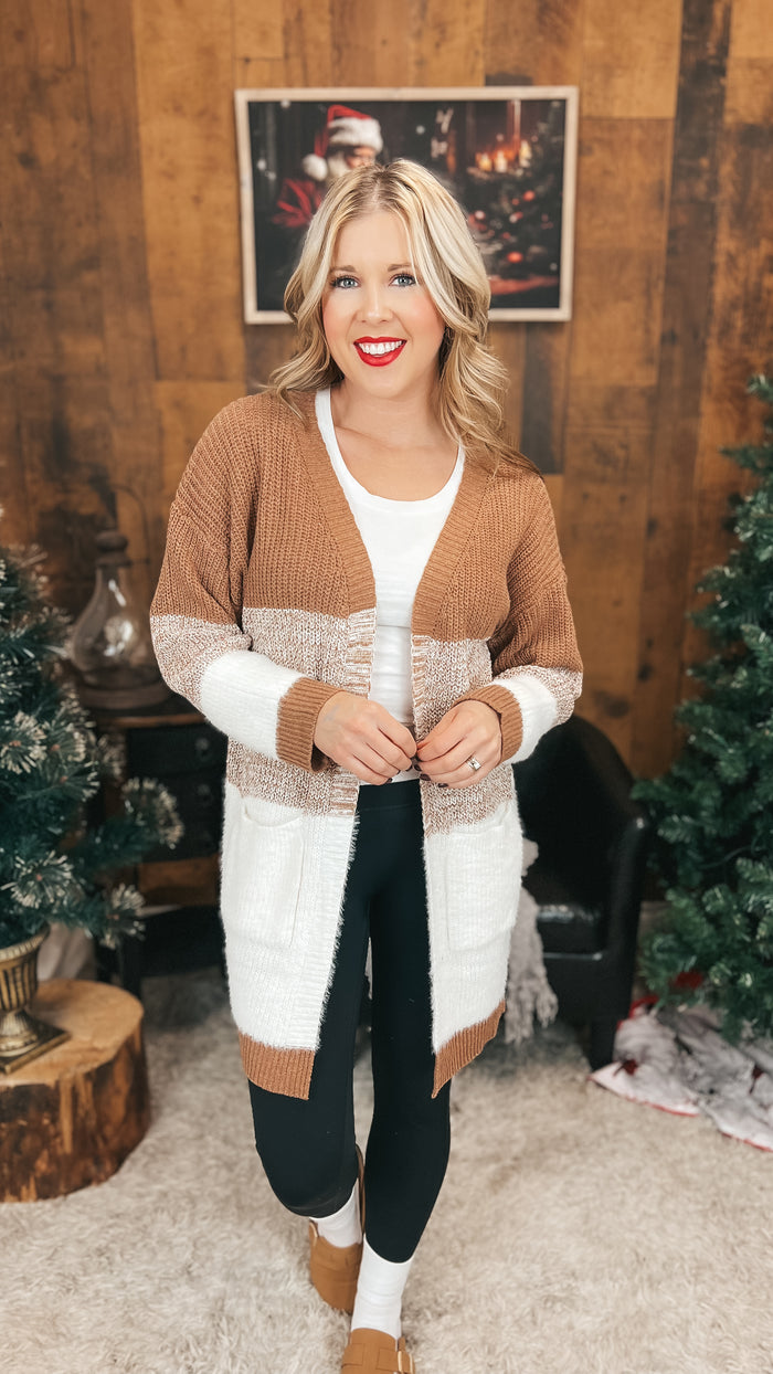 Helen Knit Cardigan | Brown & Ivory