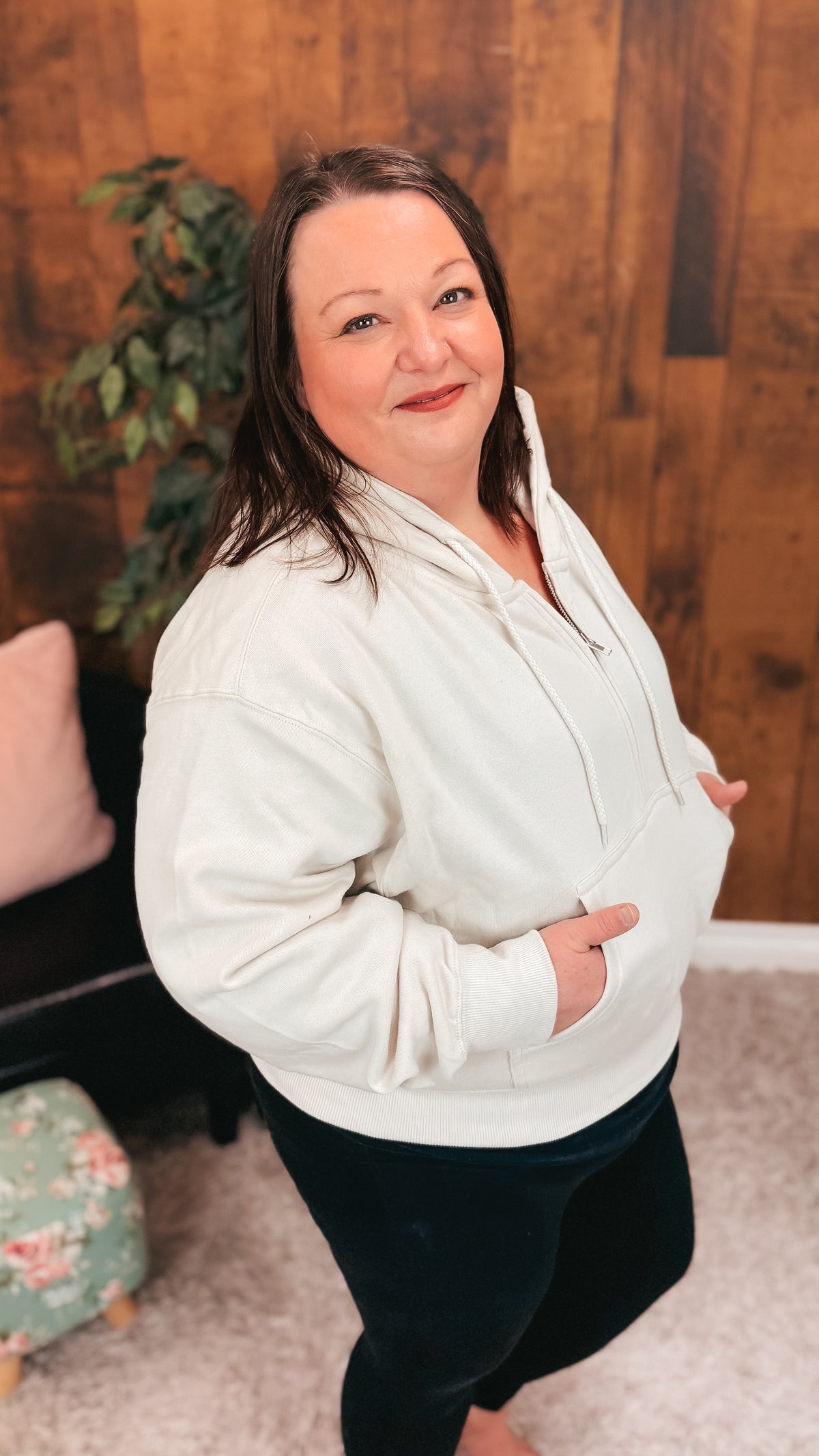 Beth 1/2 Zip Sweatshirt | Beige