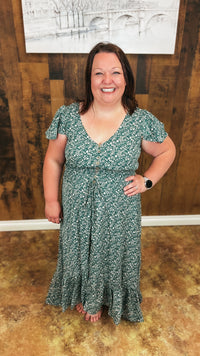 Cassandra Floral Maxi Dress: Green