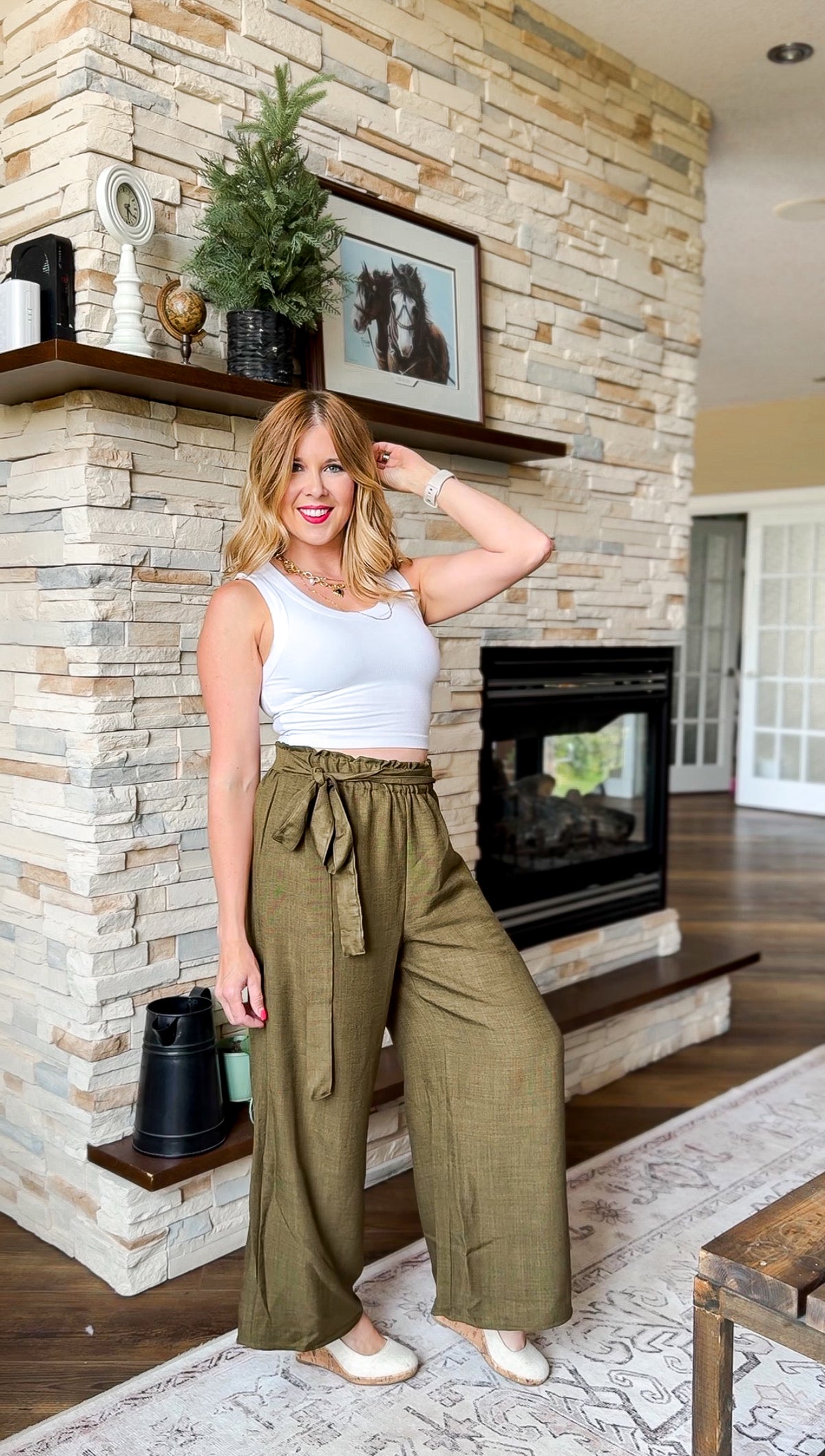 Shandra Linen Pants: Olive