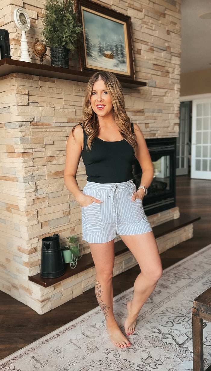 Tenille Linen Shorts | White Stripe *SALE*