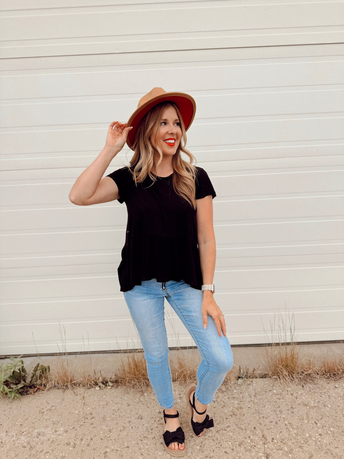 Belle Panama Hat | Camel & Red
